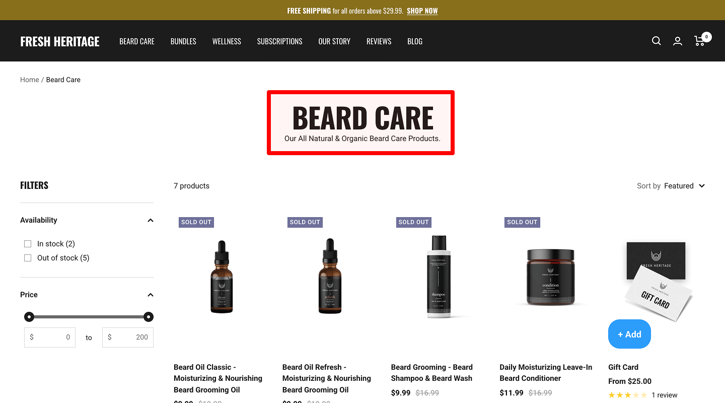 Clear category title