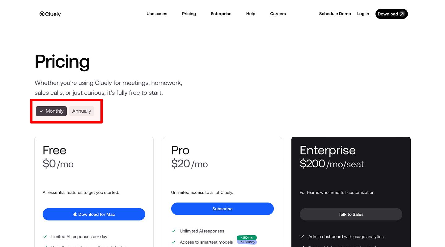 Monthly vs Yearly Toggle