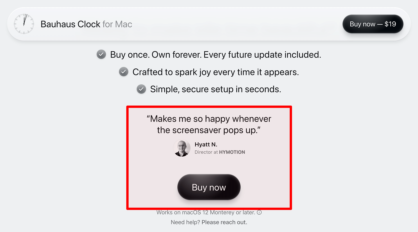 Landing Page Checklist — Order buttons