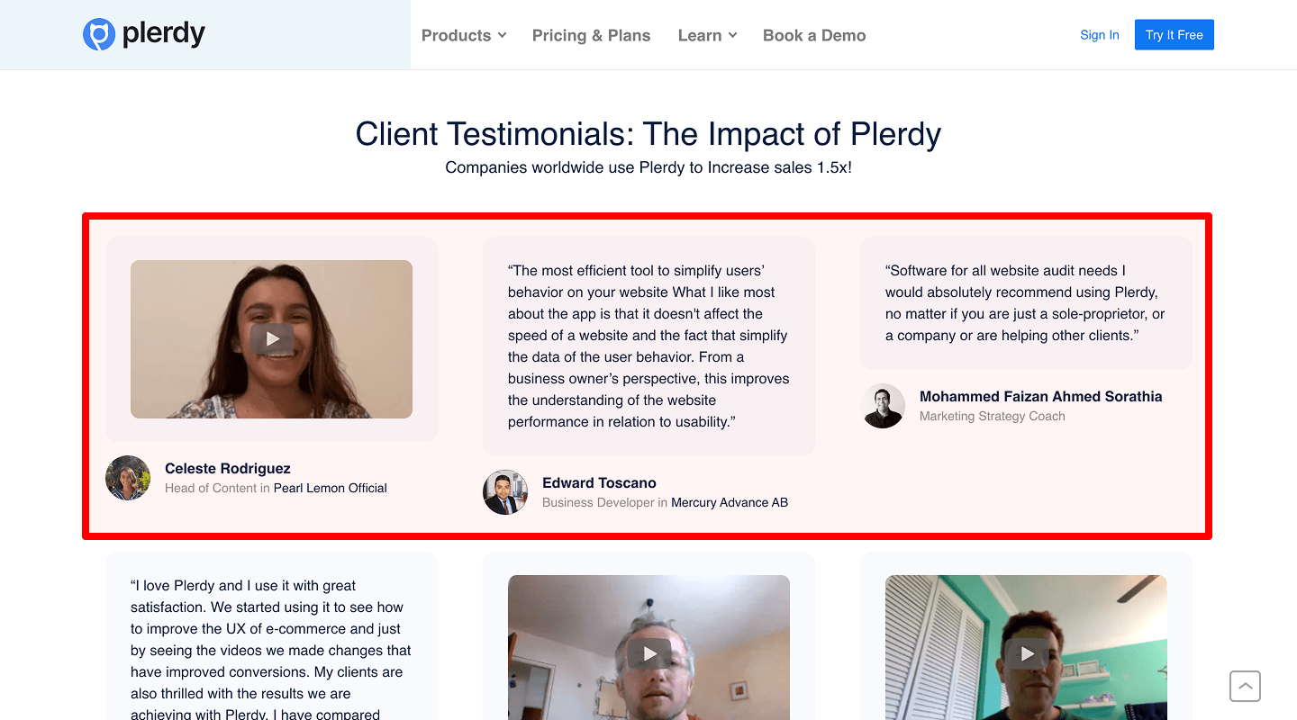 Testimonials Section